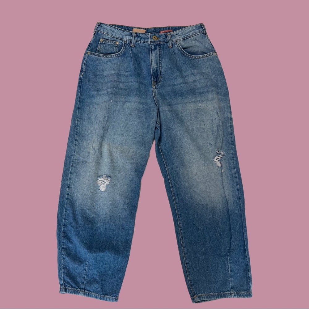 Pilcro Wide Leg Distressed Jeans